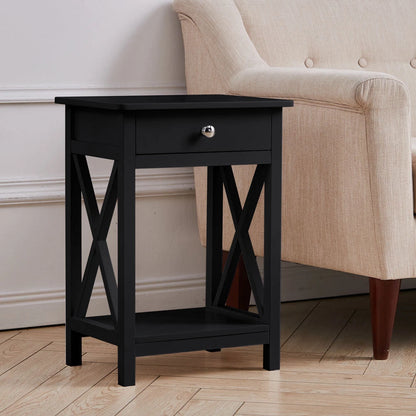 Bedside Table Cabinet Nightstand Small Side End Table Storage Drawer Organizer