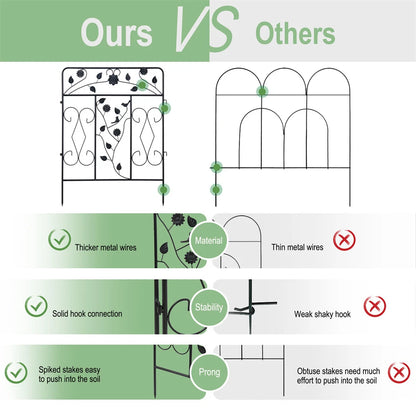 Garden Fence 5 Panels Metal Wrought Iron Railings Decorative Fencing