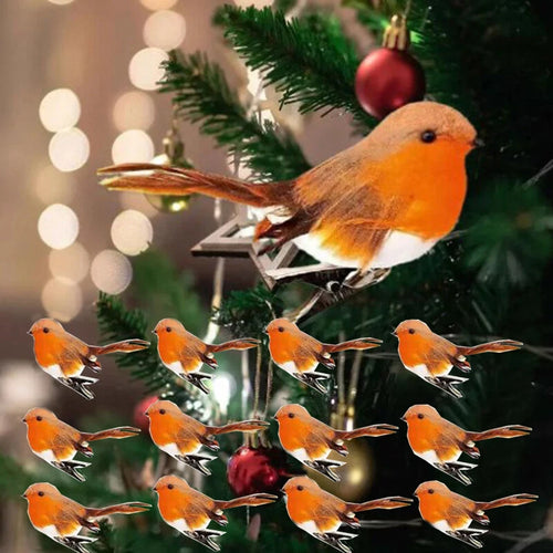 6/12x Clip On Christmas Robins Cute Festive Xmas Tree Bird Decoration Ornament