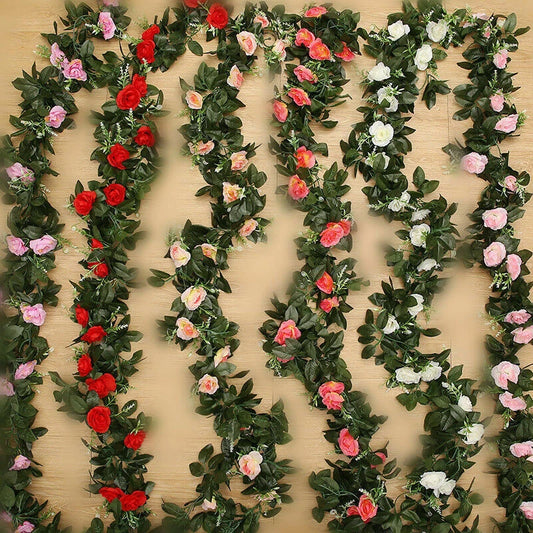 2.5m Artificial Flower Silk Rose Leaf Garland Vine Ivy Home Wedding Garden
