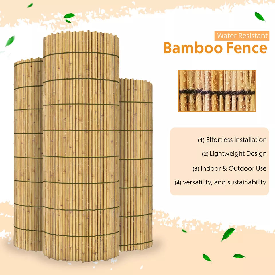 Bamboo Slat Fence Screen Roll Screening Fencing Privacy Sun Panel Garden Outdoor
