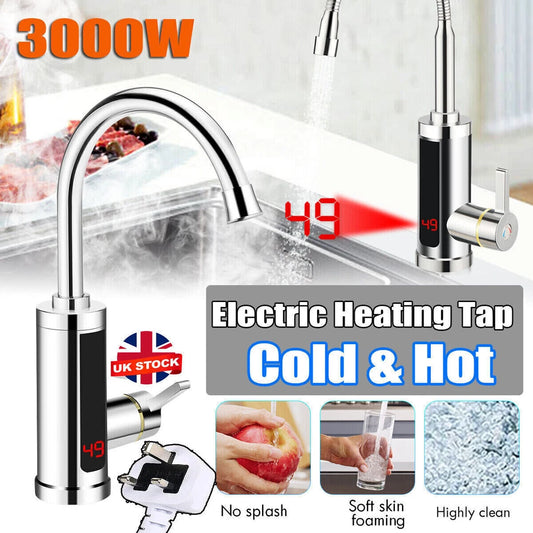 Electric Heating Tap Kitchen Bathroom Fast Instant Hot Water Heater Faucet UK
