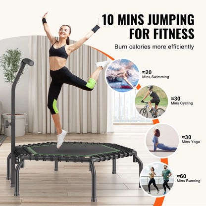 54.5" Mini Fitness Trampoline Adults Indoor Exercise Rebounder with Handle