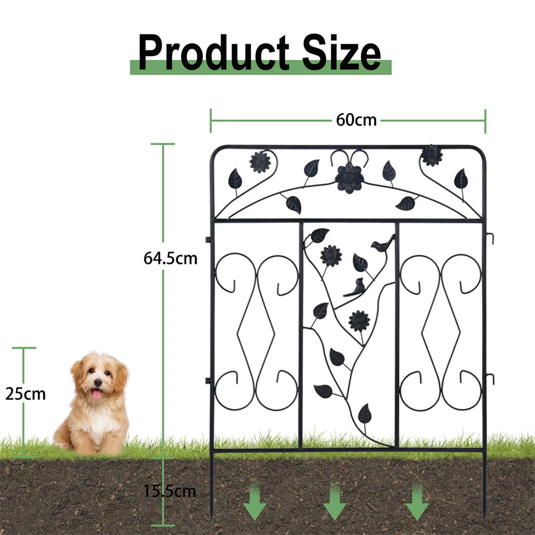 Garden Fence 5 Panels Metal Wrought Iron Railings Decorative Fencing
