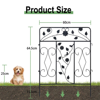 Garden Fence 5 Panels Metal Wrought Iron Railings Decorative Fencing