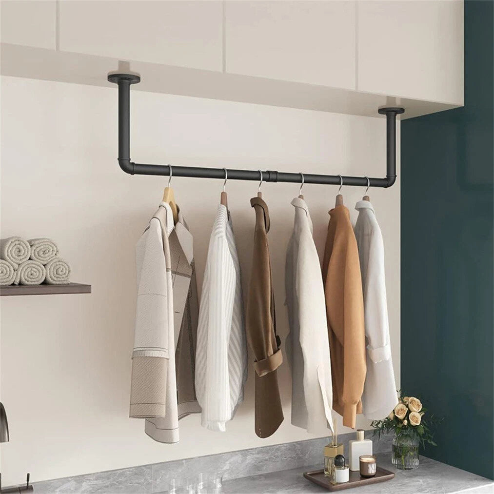 2X Super Strong Bearing Metal Pipe Clothes Rack Clothes Hanger Pole Garment Bar