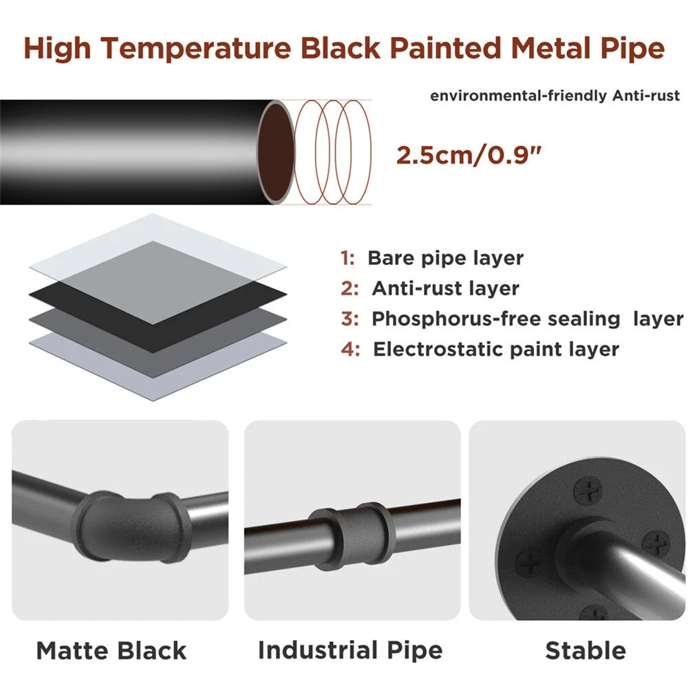 2X Super Strong Bearing Metal Pipe Clothes Rack Clothes Hanger Pole Garment Bar