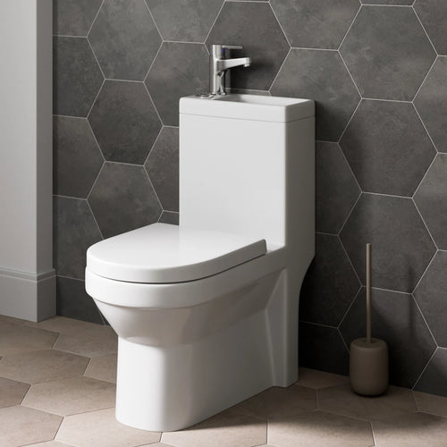 2 in 1 Close Coupled Toilet With Sink On Top Combo Space Saving Cloakroom Unit