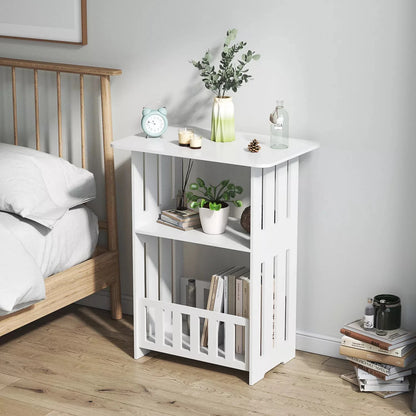 White Small Bedside Table Nightstand Tea Coffee Table Nightstand Storage Shelf