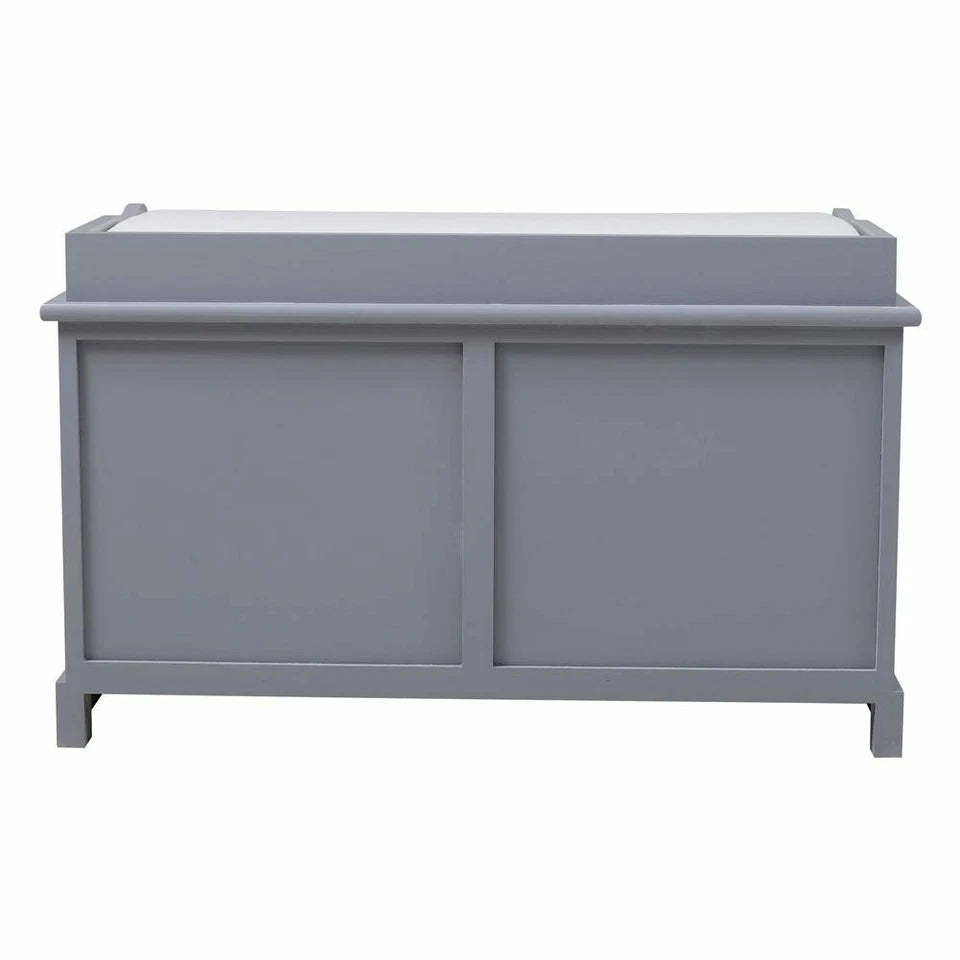 Large Shoe Storage Bench with Seat Cushion And 2 Rattan Basket Organiser Hallway