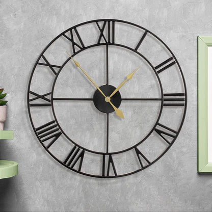 80CM Large Wall Clock 30 Inches Oversized Modern Round Black Metal