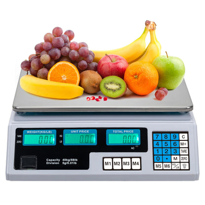 40Kg Digital Pricing Scale Electronic Price Computing Weight Shop Market UK Plug