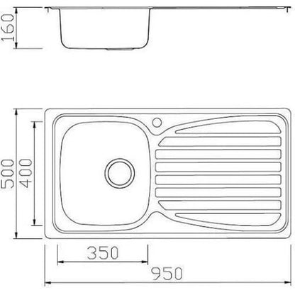 Stainless Steel Single Bowl Inset Kitchen Sink Left Hand Modern Drainer Wastes