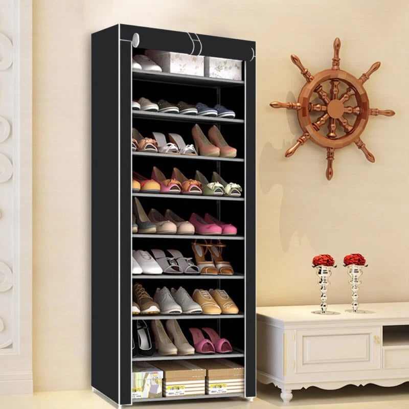 10 Tier Cabinet Storage Organiser Shoe Rack Stand Holds 27 Pairs Dustproof