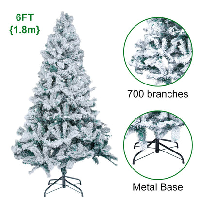 5/6FT Snow Flocked Christmas Tree Bushy Branch Xmas Home Decoration In&Outdoor