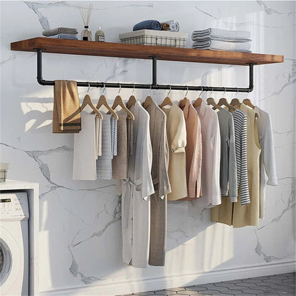 6ft Heavy Duty Clothes Rail Pipe Garment Rack Wall Mounted Hanging Clothing Pole