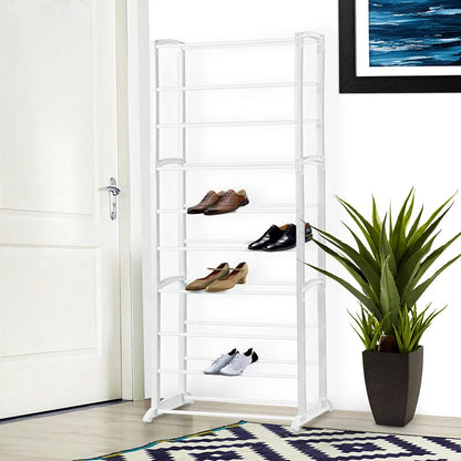 10 Tier Shoe Rack Stand Footwear Organiser Storage Metal Shelf 30 Pairs Unit