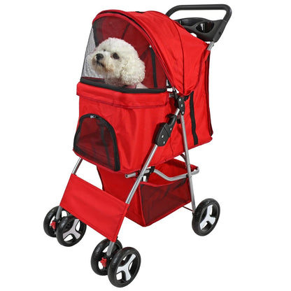 Pet Stroller Dog Cat Puppy Pram Pushchair Travel Cart Jogging Buggy Carrier