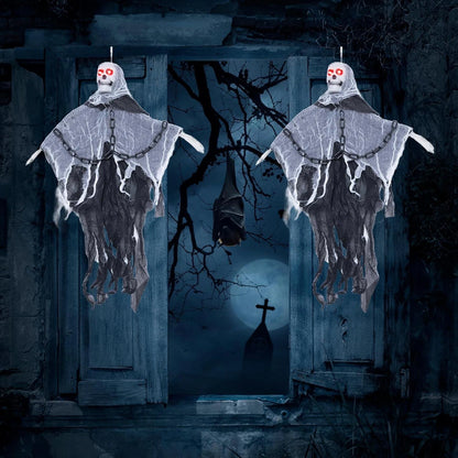 90cm LED Flashing Eyes Skeleton in Chain Sound Effect Halloween Hanging Decor
