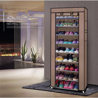 10 Tier Cabinet Storage Organiser Shoe Rack Stand Holds 27 Pairs Dustproof