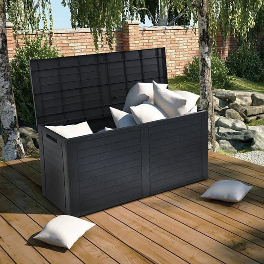240L Large Outdoor Storage Box Garden Patio Plastic Chest Lid Container