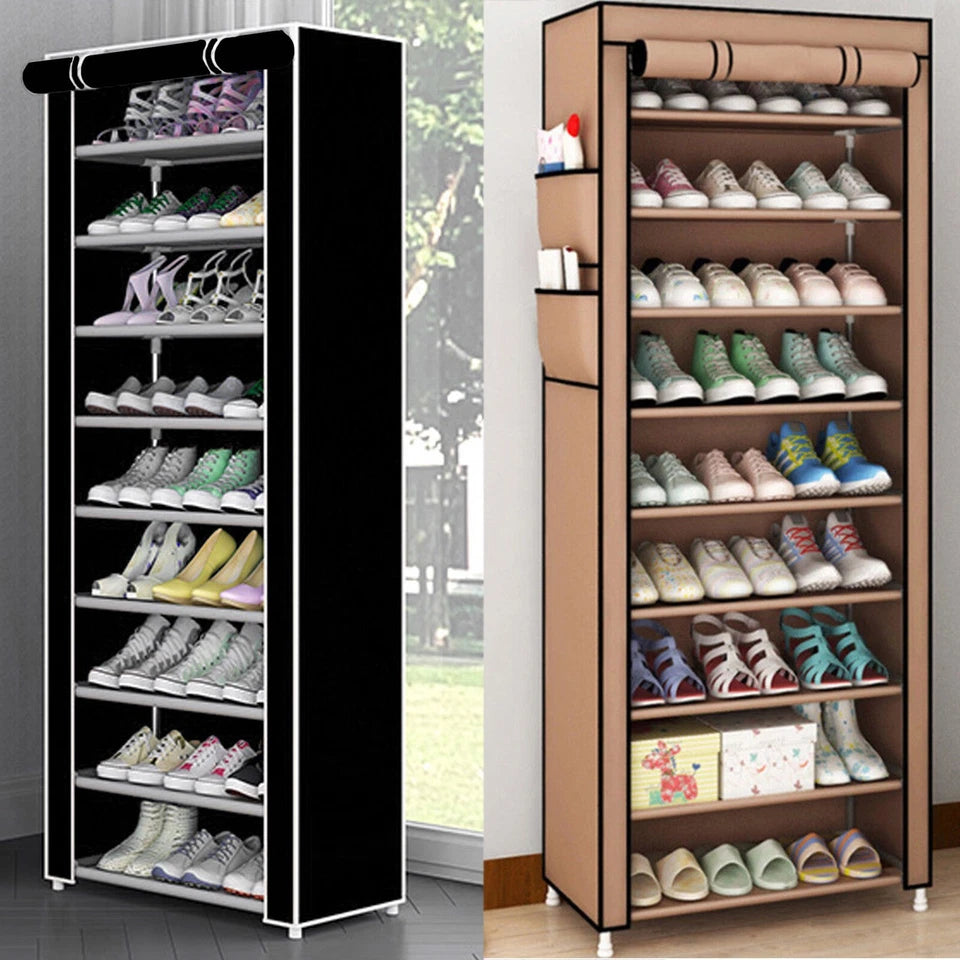 10 Tier Cabinet Storage Organiser Shoe Rack Stand Holds 27 Pairs Dustproof