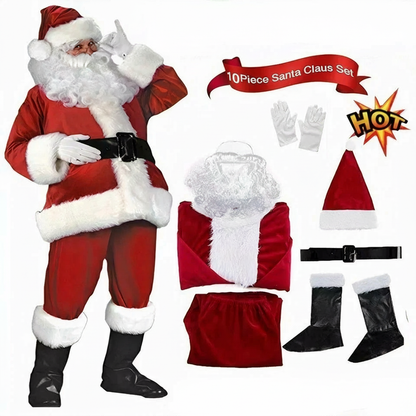 DELUXE SANTA SUIT COSTUME PLUSH FATHER CHRISTMAS XMAS FANCY DRESS MENS S-5XL