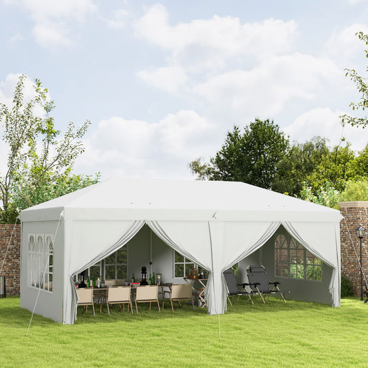 3x6m Popup Garden Heavy Duty Gazebo Marquee Party Tent Canopy with 6 Side Walls