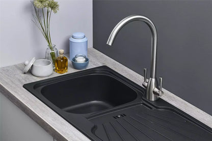 Kitchen Sink Single black  1.0 Bowl Reversible Inset With Waste Kit