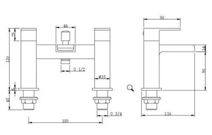 Bathroom Modern Waterfall Black Basin Sink Mono Square Mixer Tap Filler Waste