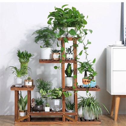 Wood Flower Display Plant Stand 5 Tier Corner Shelf Storage Rack Indoor Outdoor