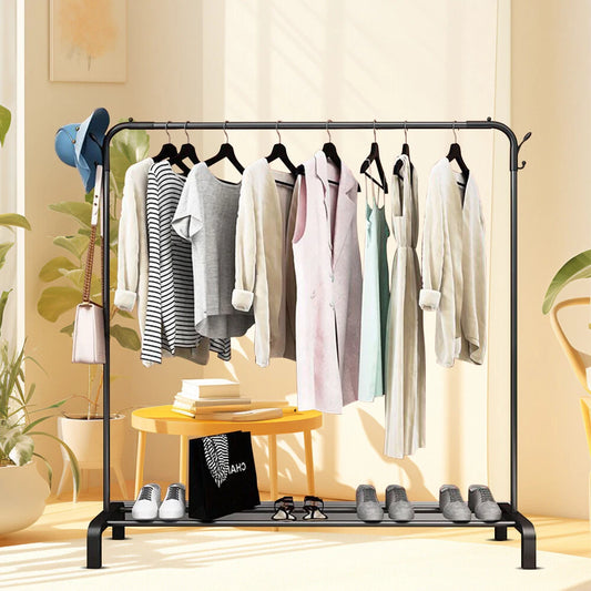 Heavy Duty Metal Clothes Rack Single Rail Garment Dress Indoor