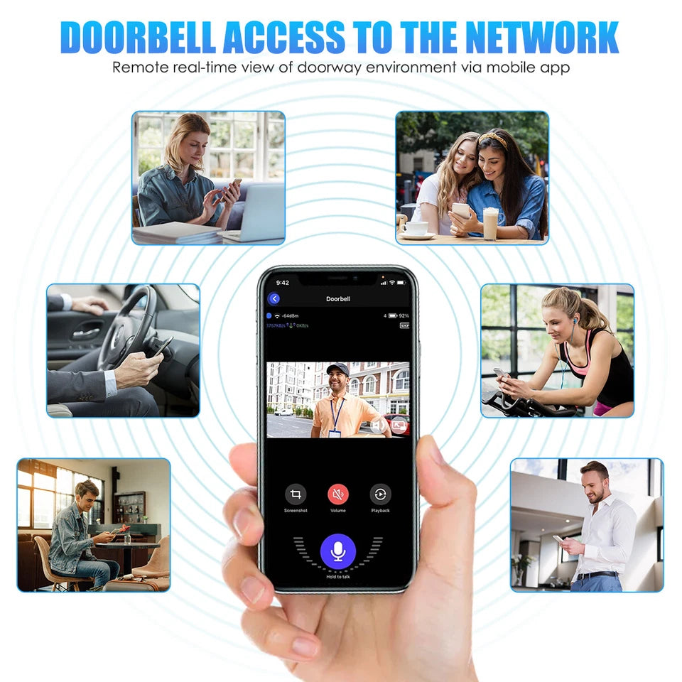 Wireless WiFi Smart Video Doorbell Phone Security Camera Door Ring Intercom Bell