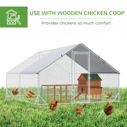 Walk In Chicken Run Galvanized Chicken Coop Hen House w/ Water-Resist Cover