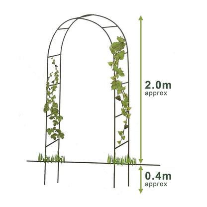 LARGE 2.4M HEAVY DUTY METAL GARDEN ARCH STRONG ROSE CLIMBING PLANTS SUPPORT