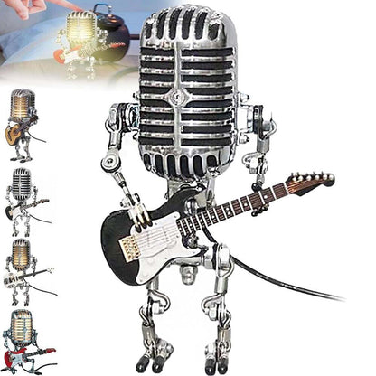 Retro Microphone Robot Desk Lamp LED Table Light Steampunk Ornament Decor Gifts