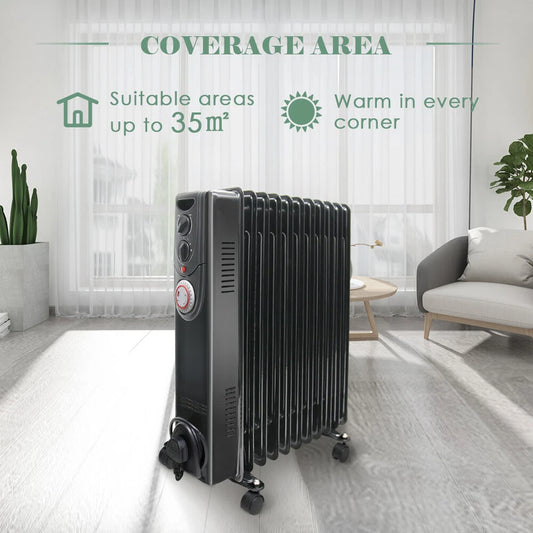 Oil Filled Radiator Portable Electric Heater Thermostat 6 7 9 11 Fin White Black