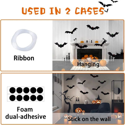 12PCS Halloween Hanging Bats, Halloween Flying Bat Hanging Decorations