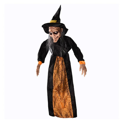 Halloween Hanging Witch Horror Witch with Red Eyes Prop Lighted Scream Witch