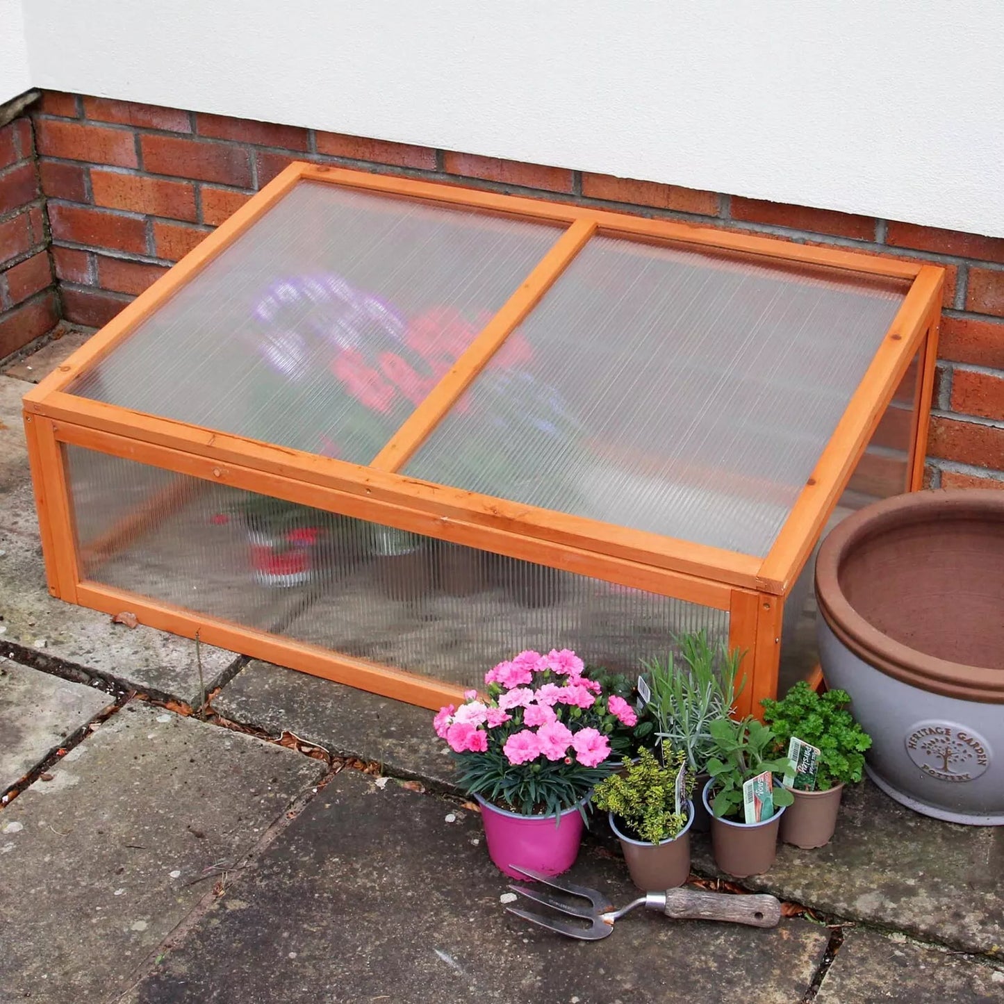 Wooden Cold Frame Mini Green Grow House Garden Plants Vegetables Seeds