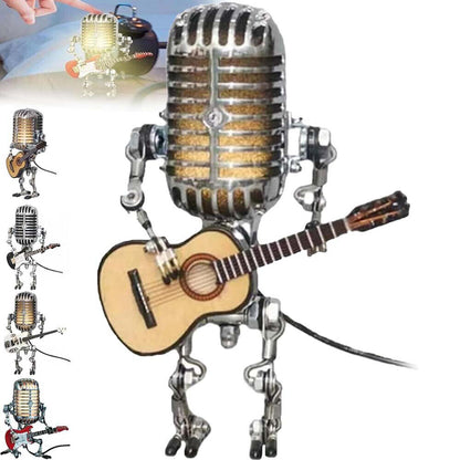 Retro Microphone Robot Desk Lamp LED Table Light Steampunk Ornament Decor Gifts