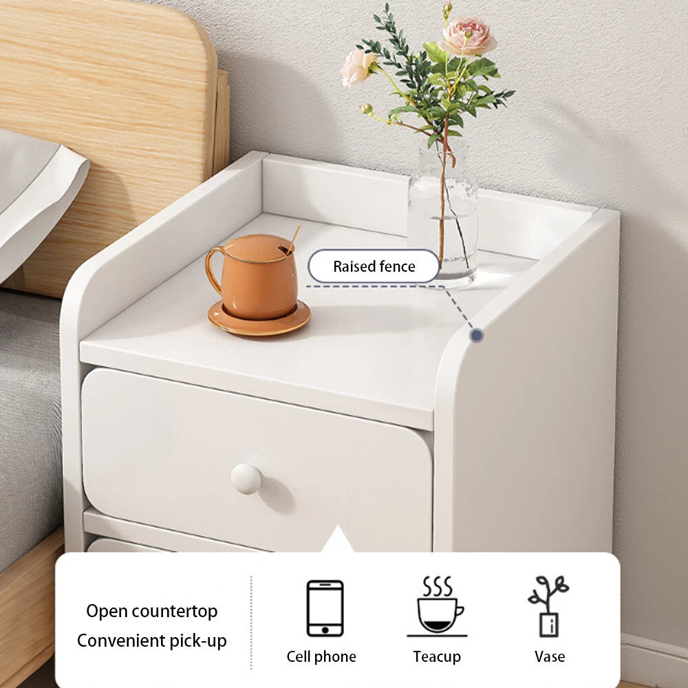 Bedside Table White Drawer Cabinet