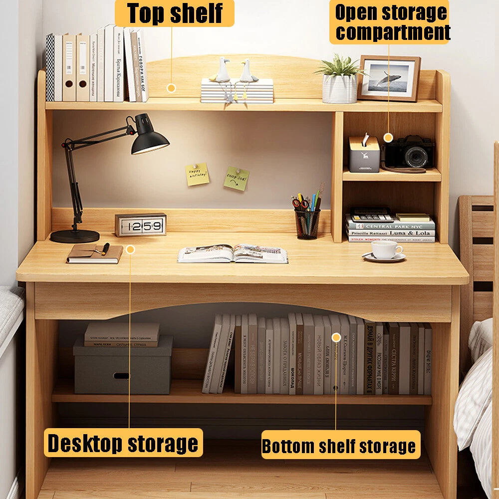 Computer Desk Study Table Writing Shelves Home Office Wooden Workstation Laptop