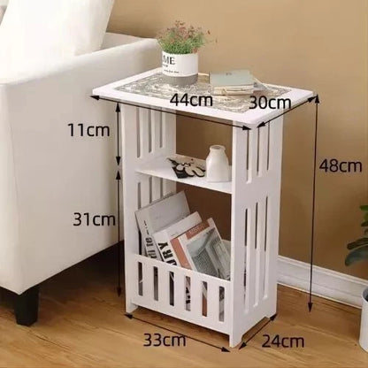 White Small Bedside Table Nightstand Tea Coffee Table Nightstand Storage Shelf