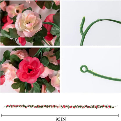 6pcs pink 48 FT Flower Garland Fake Rose Vine Artificial Flowers Hanging decor