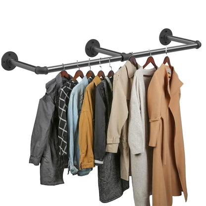 6ft Heavy Duty Clothes Rail Pipe Garment Rack Wall Mounted Hanging Clothing Pole