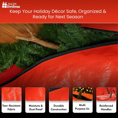 Christmas Storage Bags Xmas Tree Decorations Storage Zipper Bags with Handles x3