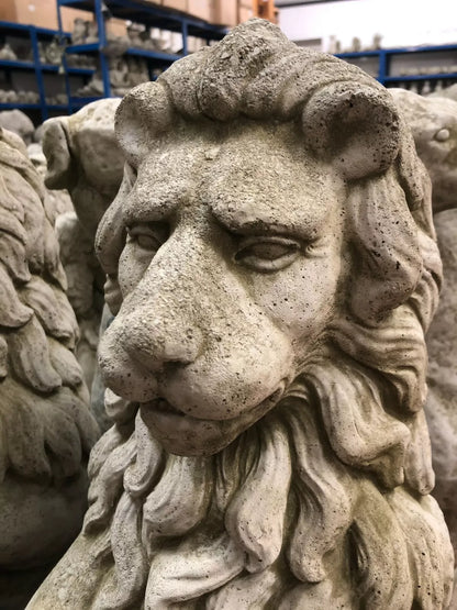 Pair Armorial Lion Statues | Reconstituted Stone Animal Concrete Garden Ornament