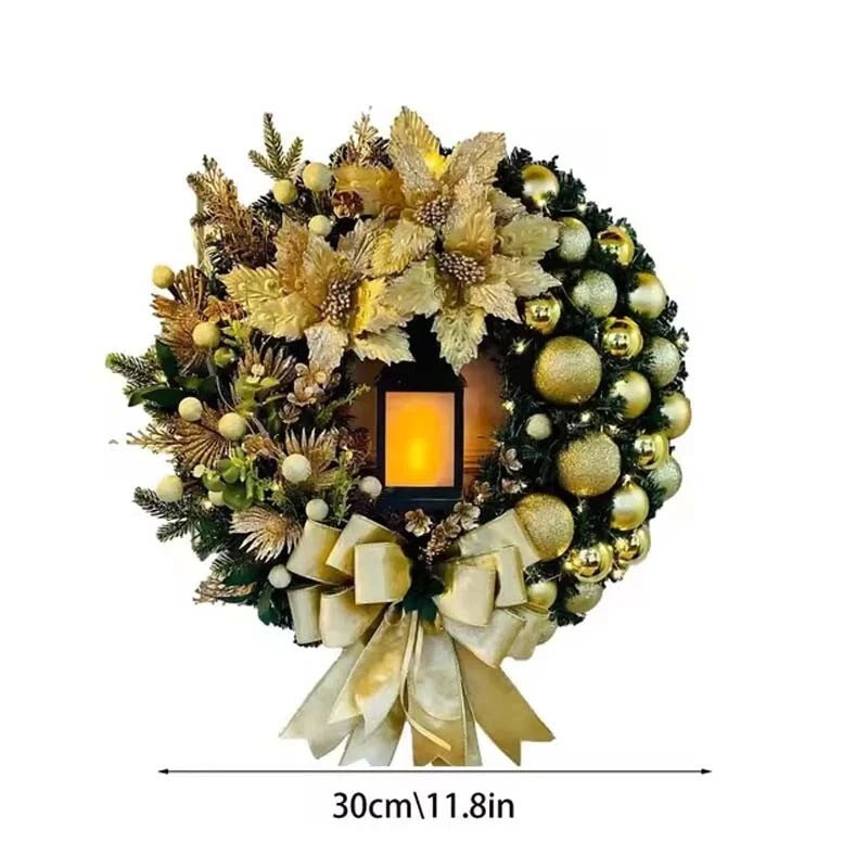 30cm Christmas Wreath Decor Artificial Bowknot Garland for Home Front Door Xmas