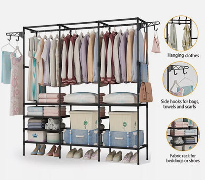 Clothes Rail Rack Garment Hanging Stand Shoe Storage Shelf Open Wardrobe
